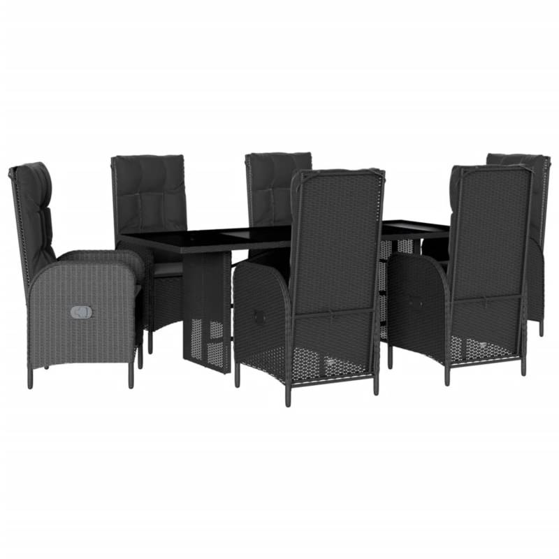vidaXL 7-Tlg Garten-Essgruppe mit Kissen Schwarz Poly Rattan 3213524 von VIDAXL