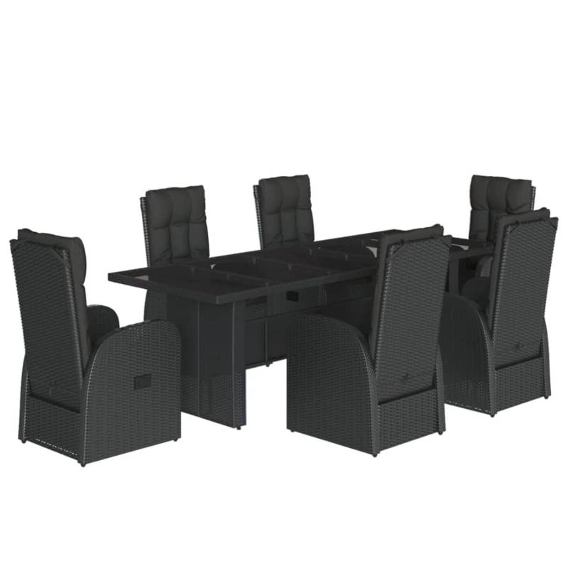 vidaXL 7-Tlg Garten-Essgruppe mit Kissen Schwarz Poly Rattan 3277653 von VIDAXL