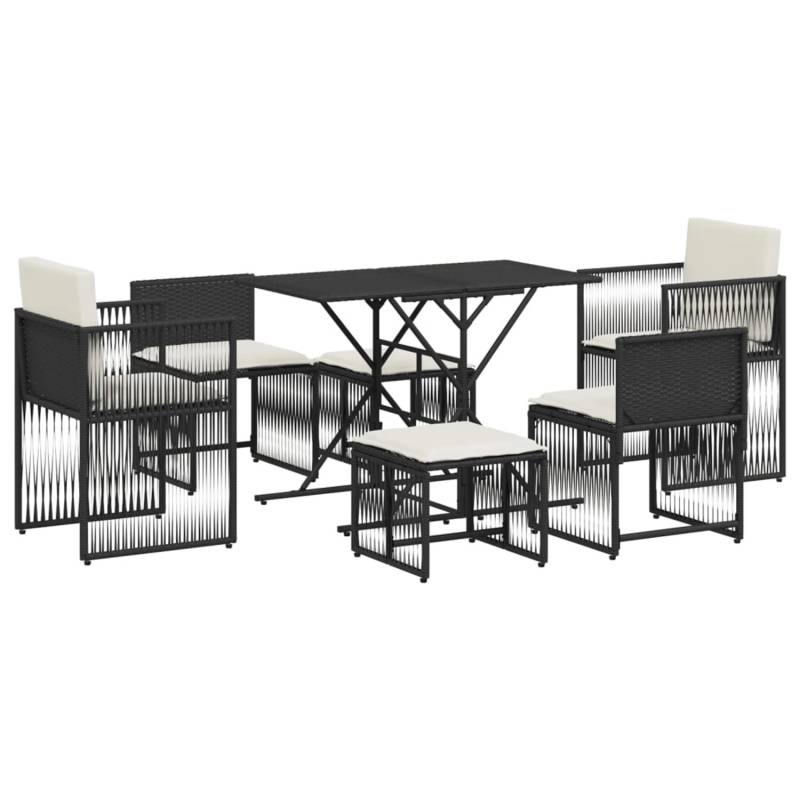 vidaXL 7-Tlg Garten-Essgruppe mit Kissen Schwarz Poly Rattan 369009 von VIDAXL