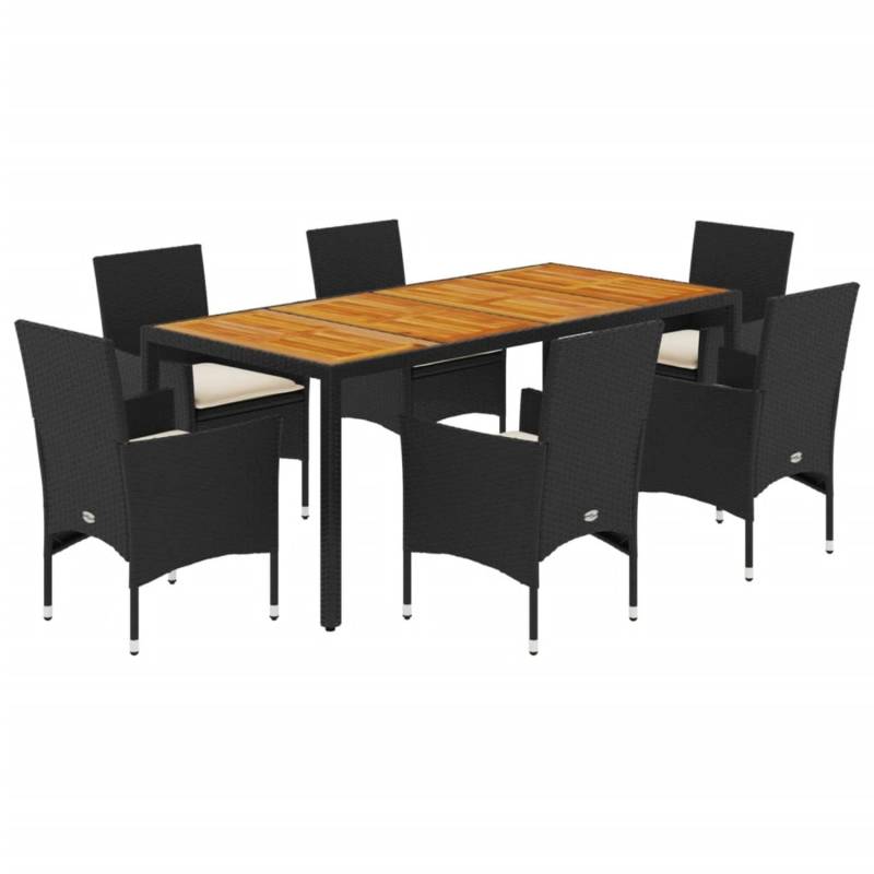 vidaXL 7-Tlg Garten-Essgruppe mit Kissen Schwarz Poly Rattan Akazie 3278667 vidaXL 7-Tlg Garten-Essgruppe mit Kissen Schwarz Poly Rattan Akazie 3278667 von VIDAXL