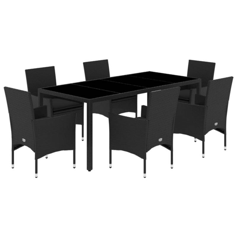 vidaXL 7-Tlg Garten-Essgruppe mit Kissen Schwarz Poly Rattan Glas 3278547 vidaXL 7-Tlg Garten-Essgruppe mit Kissen Schwarz Poly Rattan Glas 3278547 von VIDAXL