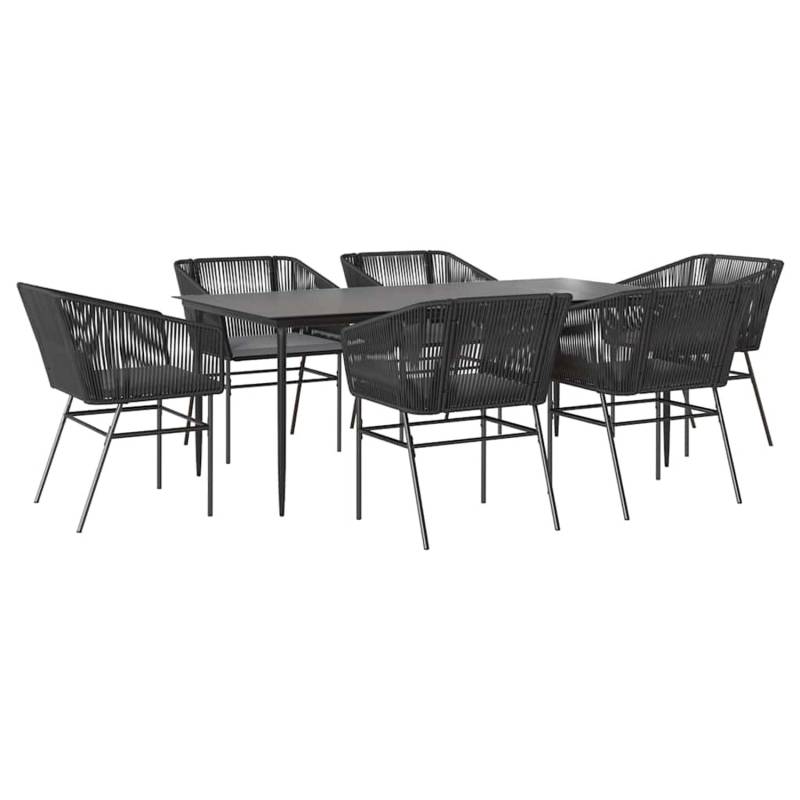 vidaXL 7-Tlg Garten-Essgruppe mit Kissen Schwarz Poly Rattan Glas 3334518 vidaXL 7-Tlg Garten-Essgruppe mit Kissen Schwarz Poly Rattan Glas 3334518 von VIDAXL
