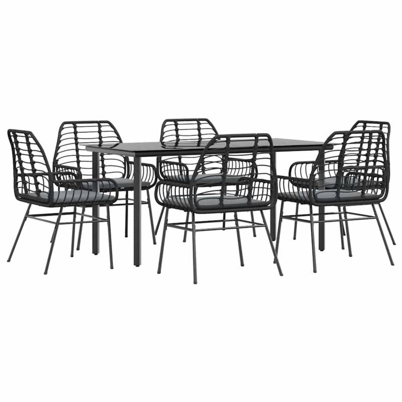 vidaXL 7-Tlg Garten-Essgruppe mit Kissen Schwarz Poly Rattan Glas 3334552 vidaXL 7-Tlg Garten-Essgruppe mit Kissen Schwarz Poly Rattan Glas 3334552 von VIDAXL