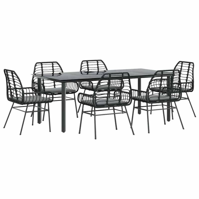 vidaXL 7-Tlg Garten-Essgruppe mit Kissen Schwarz Poly Rattan Glas 3334553 vidaXL 7-Tlg Garten-Essgruppe mit Kissen Schwarz Poly Rattan Glas 3334553 von VIDAXL