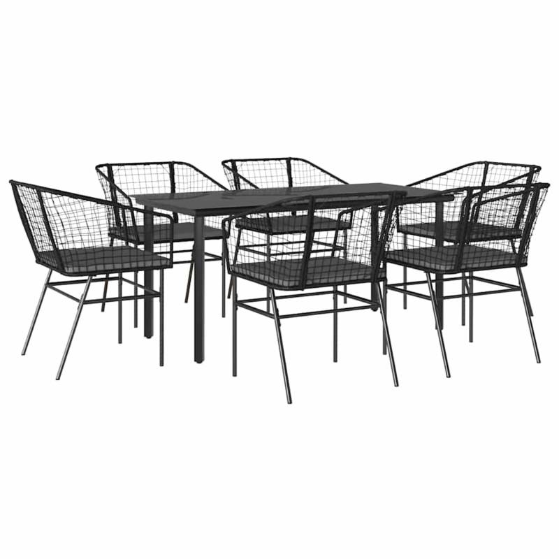 vidaXL 7-Tlg Garten-Essgruppe mit Kissen Schwarz Poly Rattan Glas 3334601 vidaXL 7-Tlg Garten-Essgruppe mit Kissen Schwarz Poly Rattan Glas 3334601 von VIDAXL