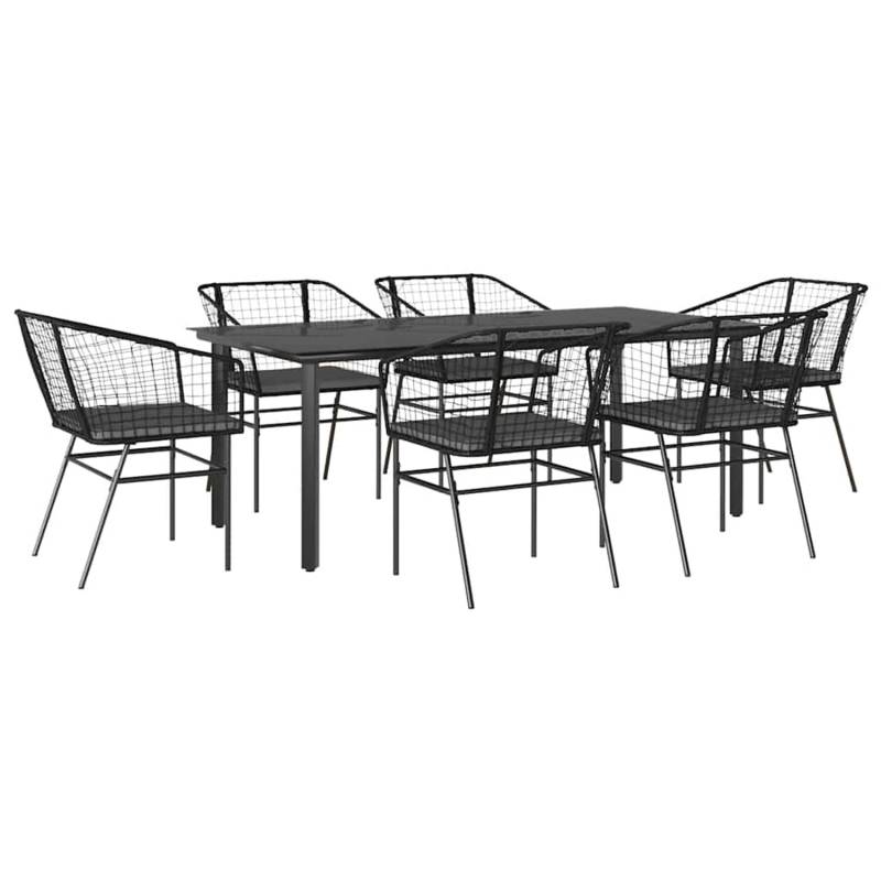 vidaXL 7-Tlg Garten-Essgruppe mit Kissen Schwarz Poly Rattan Glas 3334602 vidaXL 7-Tlg Garten-Essgruppe mit Kissen Schwarz Poly Rattan Glas 3334602 von VIDAXL