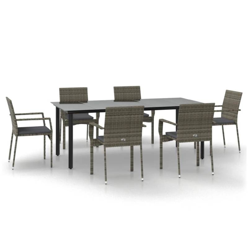 vidaXL 7-Tlg Garten-Essgruppe mit Kissen Schwarz und Grau Poly Rattan 3185141 vidaXL 7-Tlg Garten-Essgruppe mit Kissen Schwarz und Grau Poly Rattan 3185141 von VIDAXL