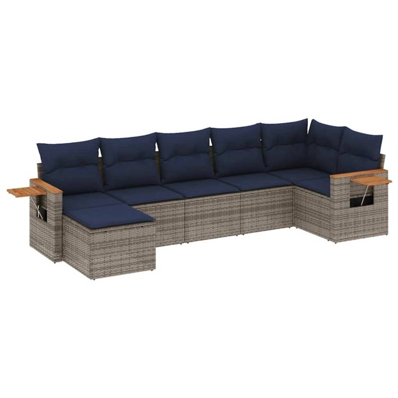 vidaXL 7-Tlg Garten-Sofagarnitur mit Kissen Grau Poly Rattan 3227034 von VIDAXL