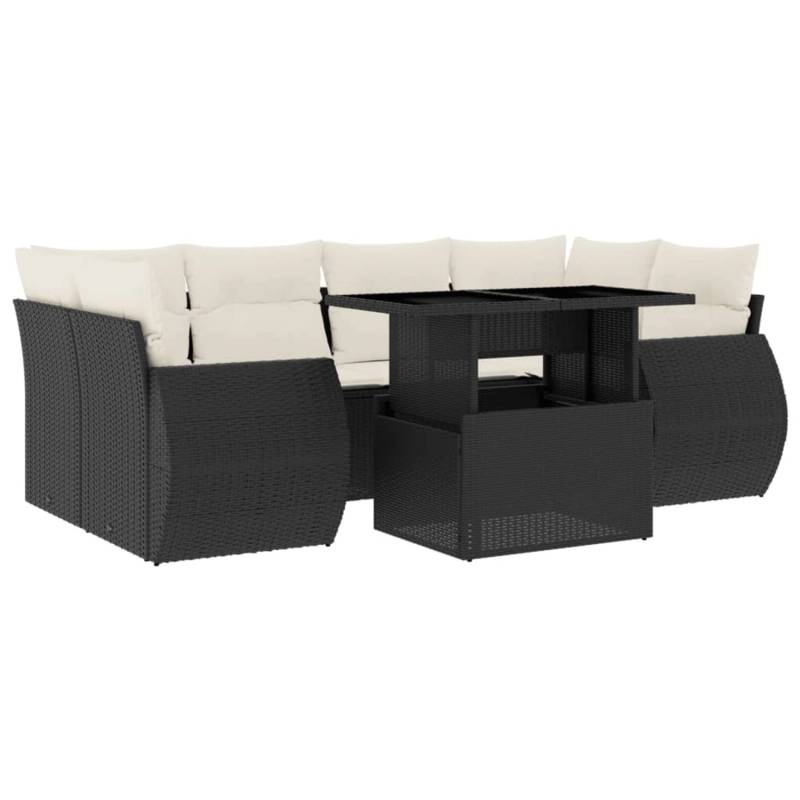 vidaXL 7-Tlg Garten-Sofagarnitur mit Kissen Schwarz Poly Rattan 3268386 von VIDAXL