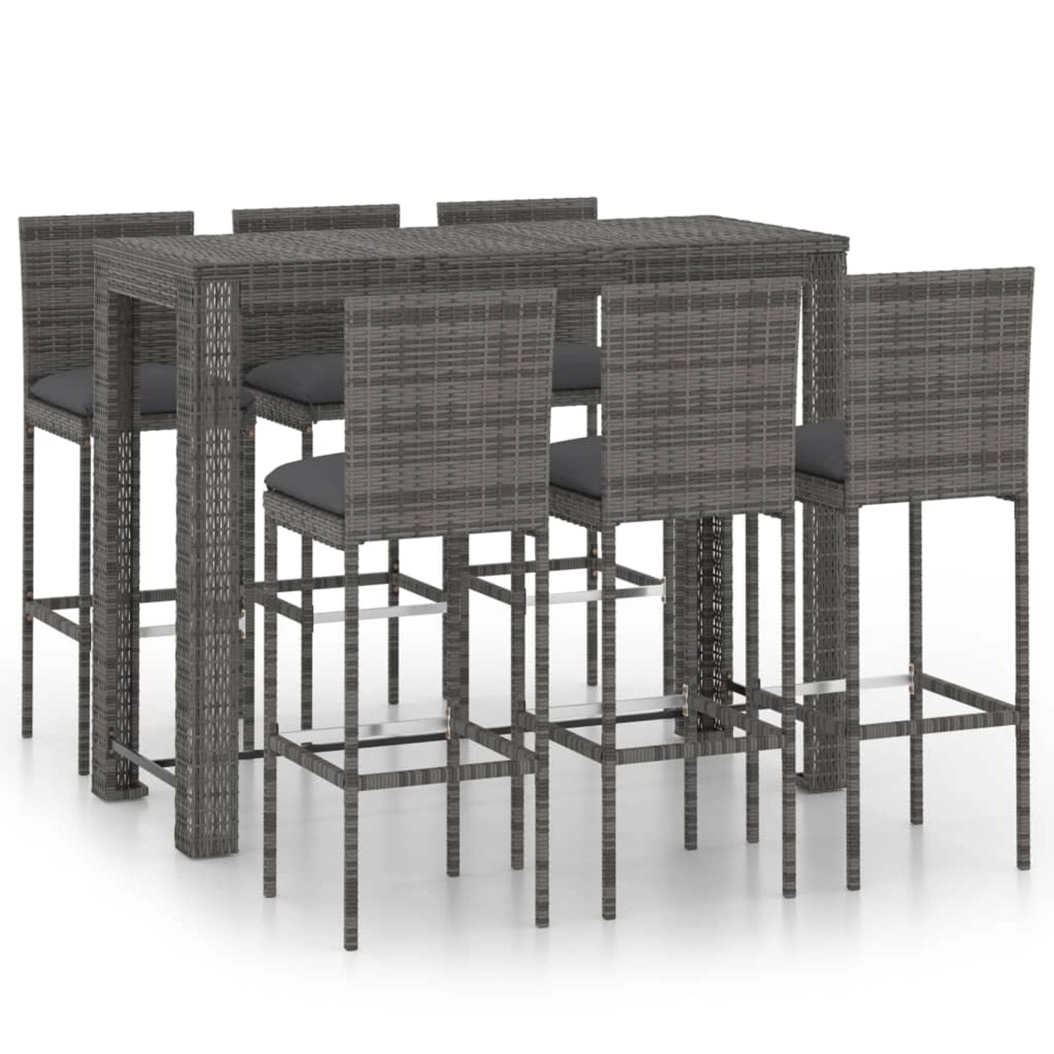 vidaXL 7-tlg Garten-Bar-Set mit Anthrazit Kissen Poly Rattan vidaXL 7-tlg Garten-Bar-Set mit Anthrazit Kissen Poly Rattan von VIDAXL