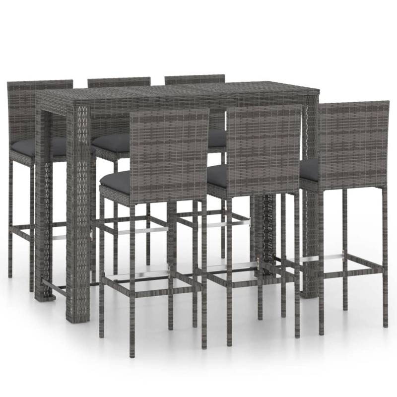 vidaXL 7-tlg Garten-Bar-Set mit Anthrazit Kissen Poly Rattan von VIDAXL