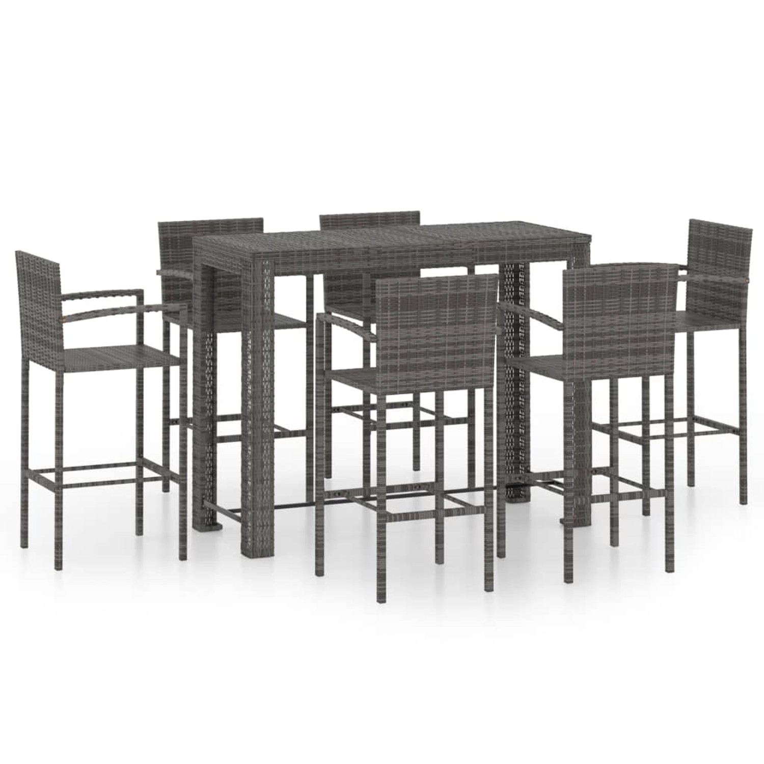 vidaXL 7-tlg Garten-Bar-Set mit Armlehnen Poly Rattan Grau vidaXL 7-tlg Garten-Bar-Set mit Armlehnen Poly Rattan Grau von VIDAXL