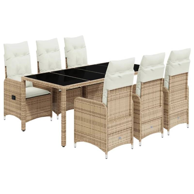 vidaXL 7-tlg Garten-Bistro-Set mit Kissen Beige Poly Rattan Modell 4 von VIDAXL