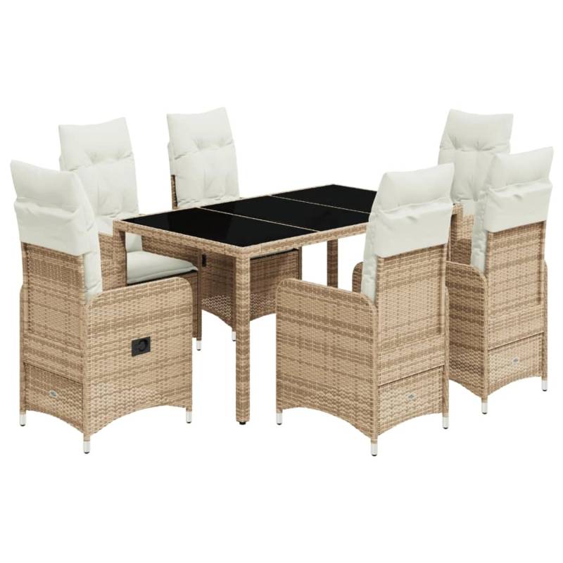 vidaXL 7-tlg Garten-Bistro-Set mit Kissen Beige Poly Rattan Modell 5 von VIDAXL