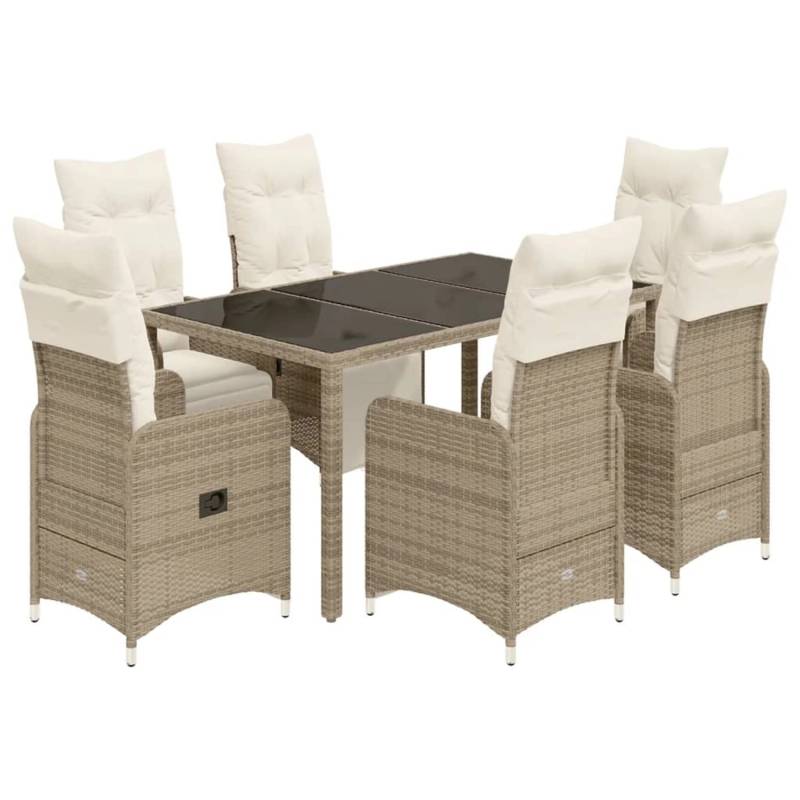 vidaXL 7-tlg Garten-Bistro-Set mit Kissen Braun Poly Rattan Modell 4 von VIDAXL