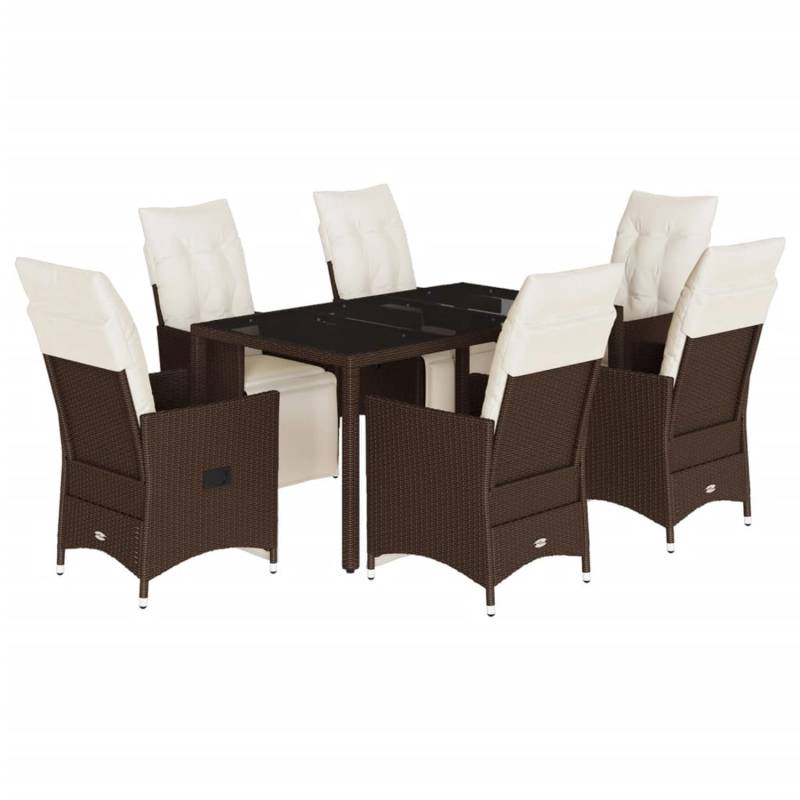 vidaXL 7-tlg Garten-Bistro-Set mit Kissen Braun Poly Rattan Modell 5 von VIDAXL