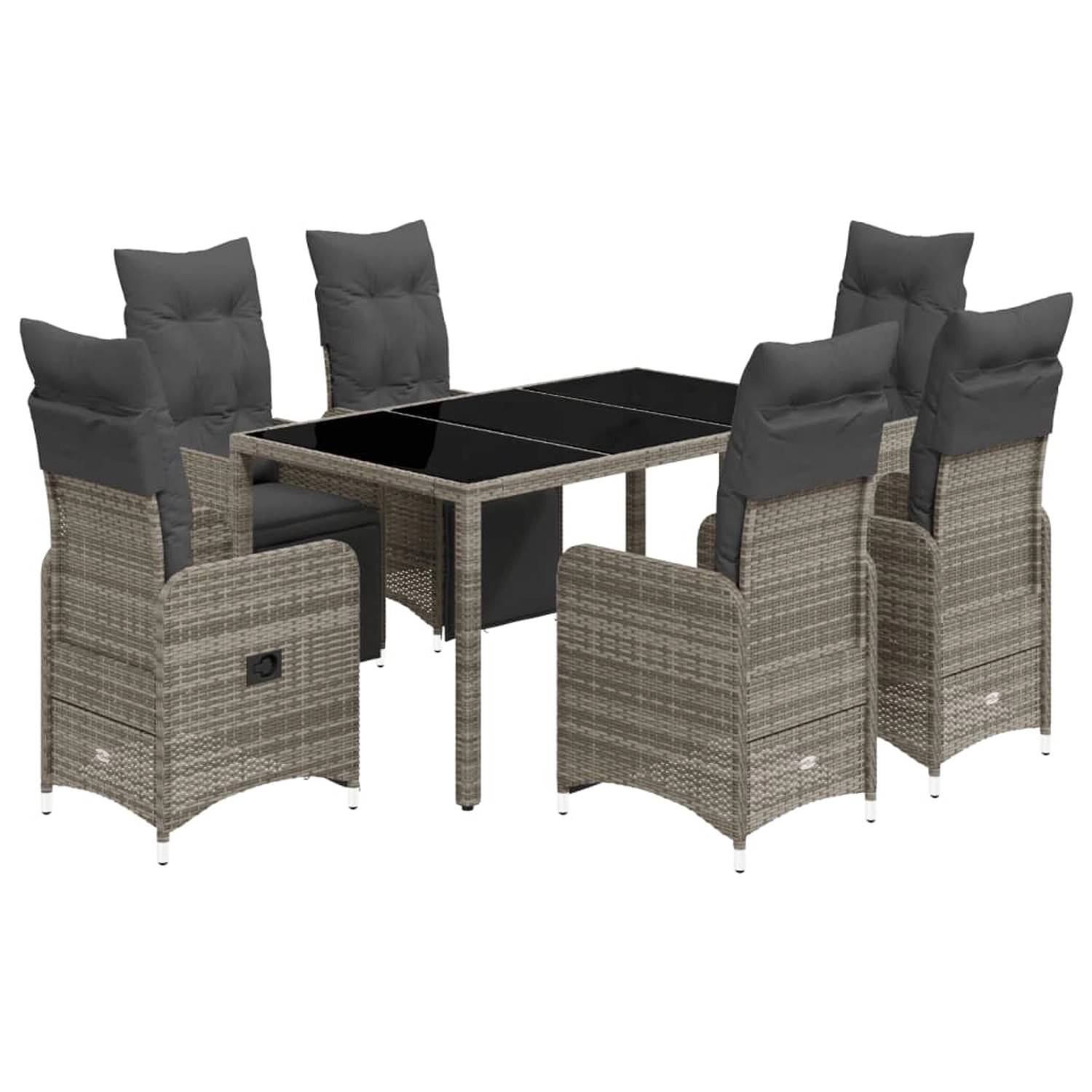 vidaXL 7-tlg Garten-Bistro-Set mit Kissen Grau Poly Rattan Modell 10 vidaXL 7-tlg Garten-Bistro-Set mit Kissen Grau Poly Rattan Modell 10 von VIDAXL