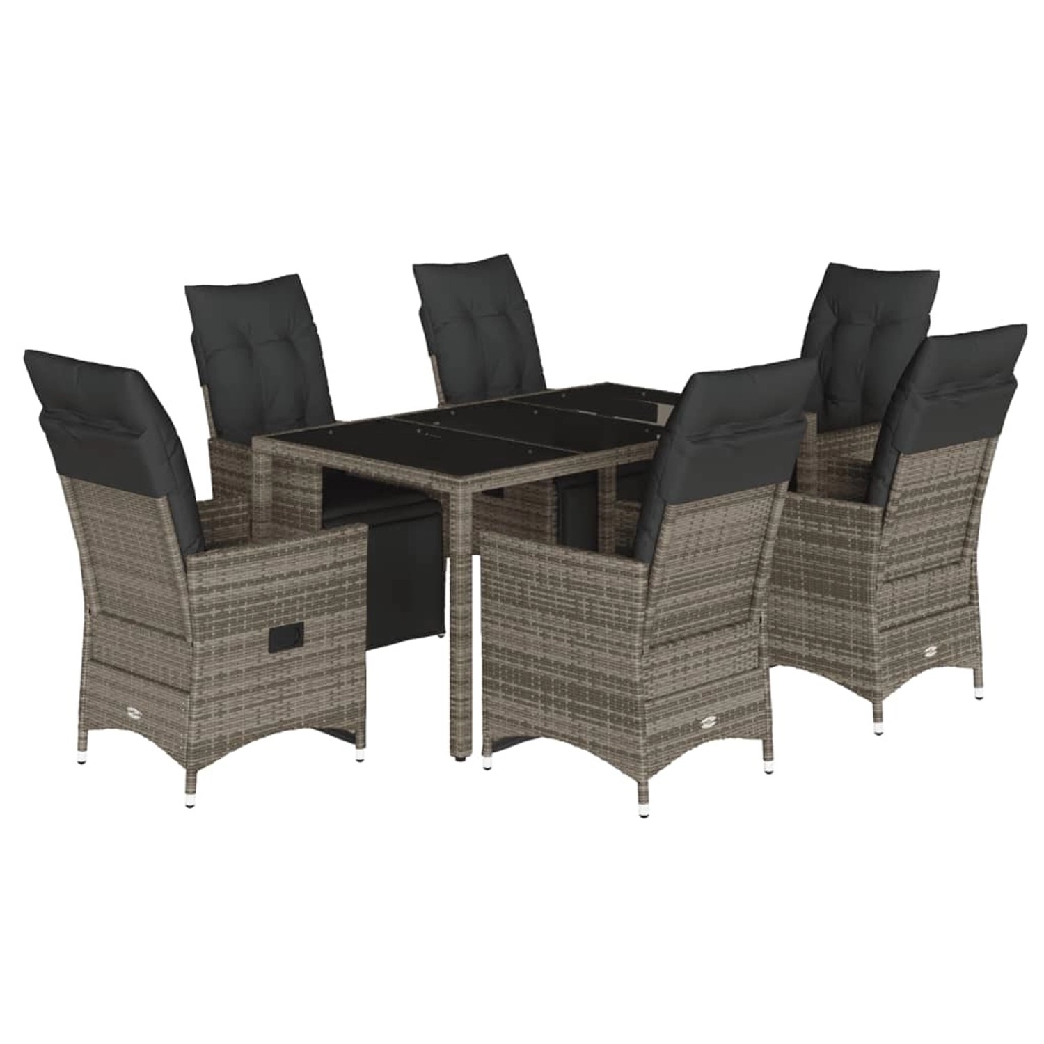 vidaXL 7-tlg Garten-Bistro-Set mit Kissen Grau Poly Rattan Modell 13 vidaXL 7-tlg Garten-Bistro-Set mit Kissen Grau Poly Rattan Modell 13 von VIDAXL