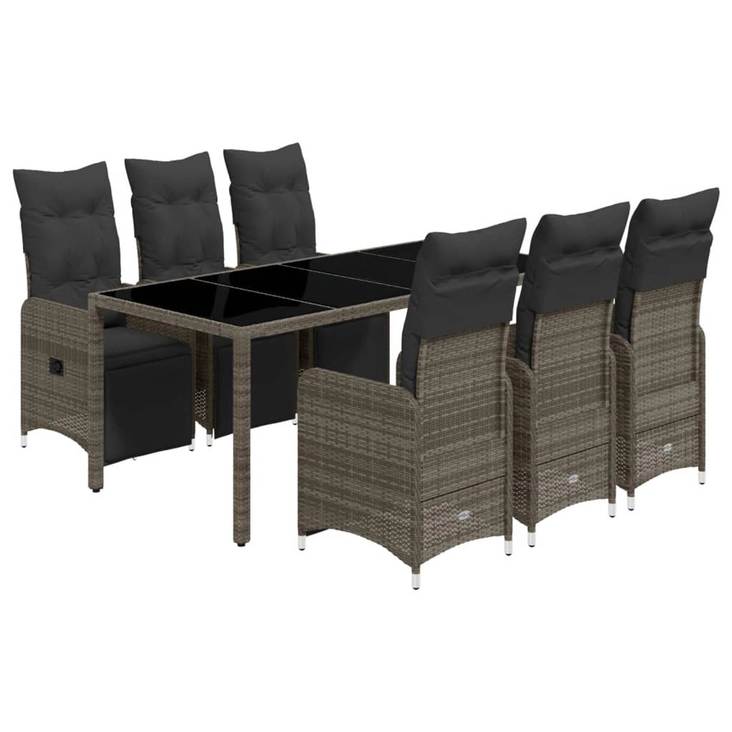 vidaXL 7-tlg Garten-Bistro-Set mit Kissen Grau Poly Rattan Modell 16 vidaXL 7-tlg Garten-Bistro-Set mit Kissen Grau Poly Rattan Modell 16 von VIDAXL