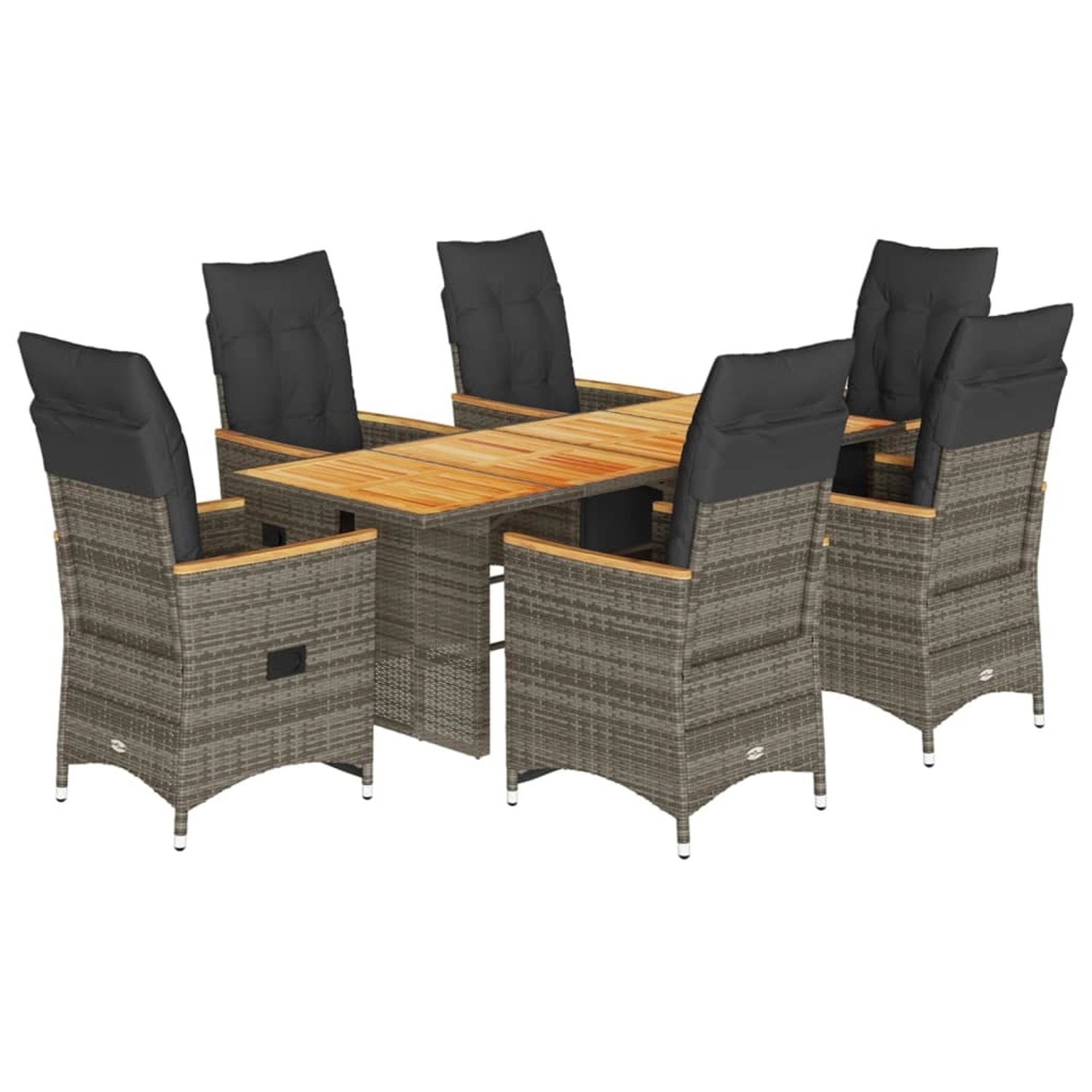 vidaXL 7-tlg Garten-Bistro-Set mit Kissen Grau Poly Rattan Modell 5 vidaXL 7-tlg Garten-Bistro-Set mit Kissen Grau Poly Rattan Modell 5 von VIDAXL
