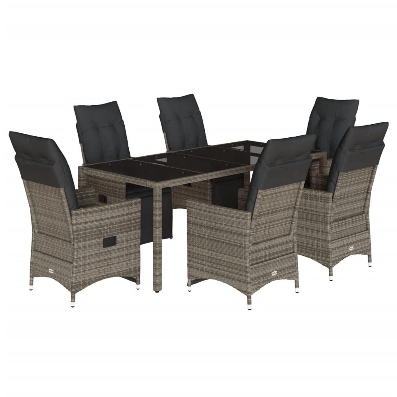 vidaXL 7-tlg Garten-Bistro-Set mit Kissen Grau Poly Rattan Modell 6 vidaXL 7-tlg Garten-Bistro-Set mit Kissen Grau Poly Rattan Modell 6 von VIDAXL