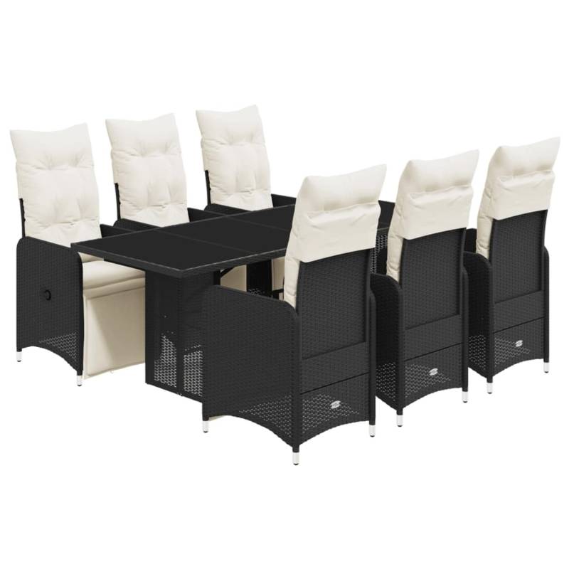 vidaXL 7-tlg Garten-Bistro-Set mit Kissen Schwarz Poly Rattan Modell 10 von VIDAXL