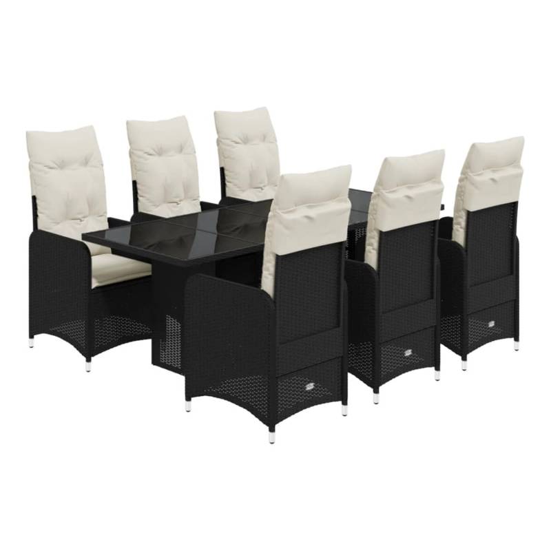 vidaXL 7-tlg Garten-Bistro-Set mit Kissen Schwarz Poly Rattan Modell 2 von VIDAXL