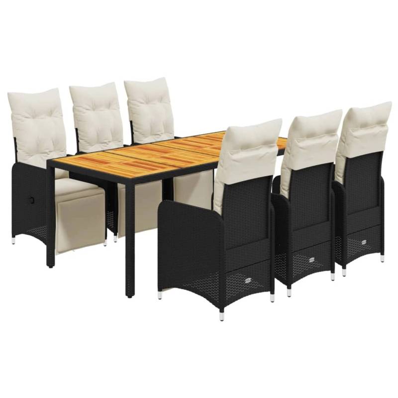 vidaXL 7-tlg Garten-Bistro-Set mit Kissen Schwarz Poly Rattan Modell 4 von VIDAXL