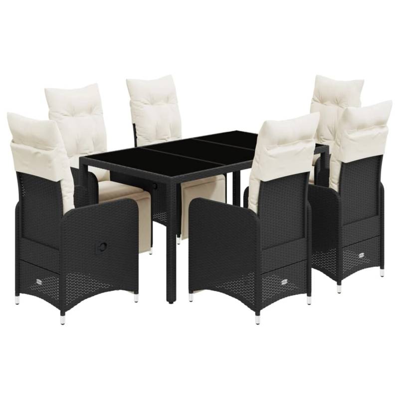 vidaXL 7-tlg Garten-Bistro-Set mit Kissen Schwarz Poly Rattan Modell 5 von VIDAXL