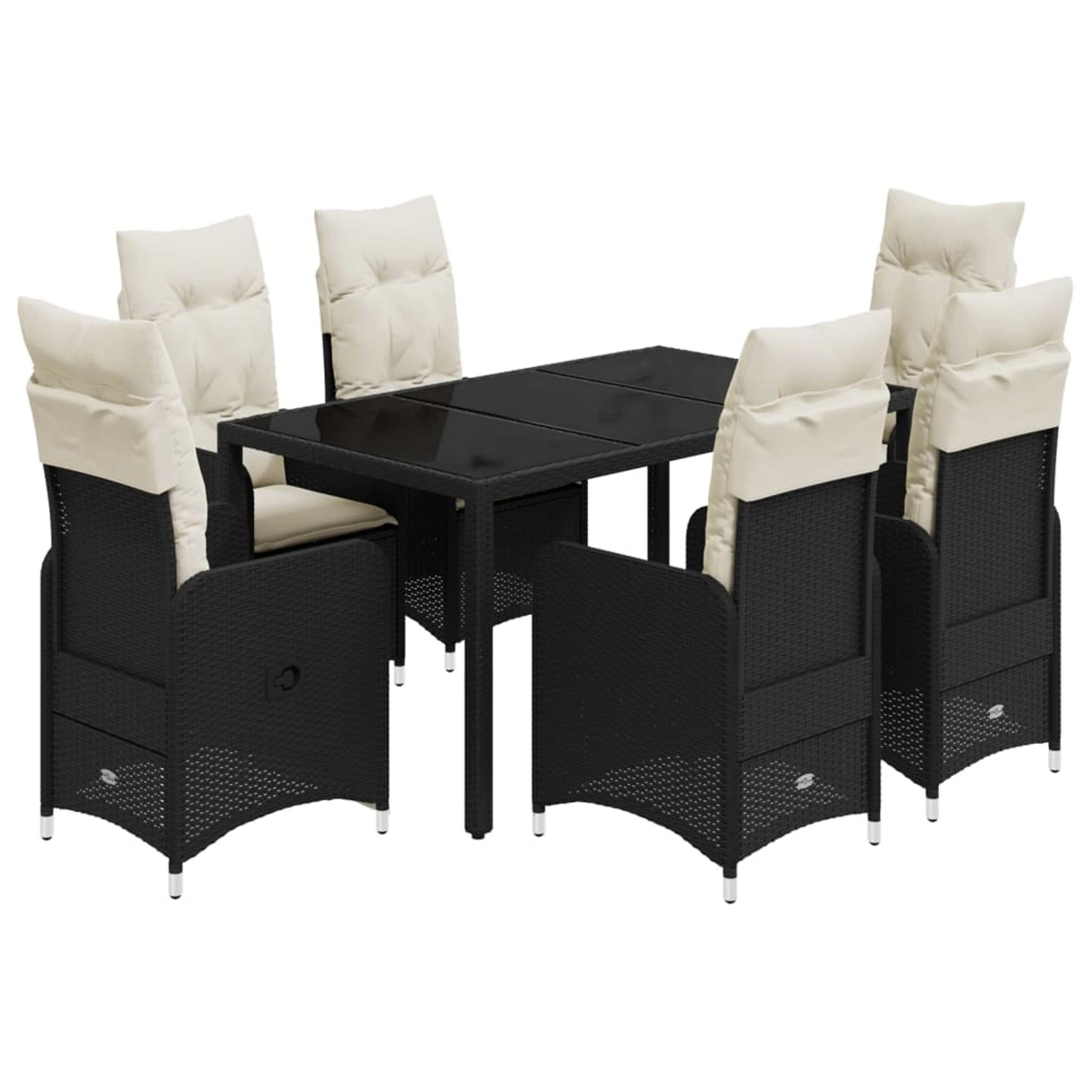 vidaXL 7-tlg Garten-Bistro-Set mit Kissen Schwarz Poly Rattan Modell 6 vidaXL 7-tlg Garten-Bistro-Set mit Kissen Schwarz Poly Rattan Modell 6 von VIDAXL