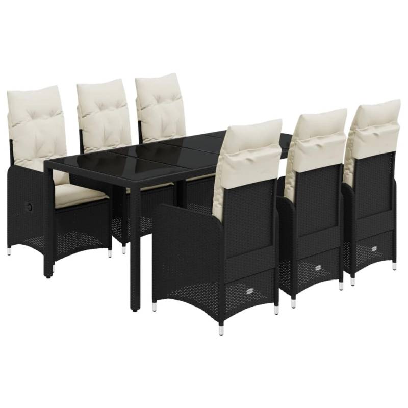 vidaXL 7-tlg Garten-Bistro-Set mit Kissen Schwarz Poly Rattan Modell 8 von VIDAXL