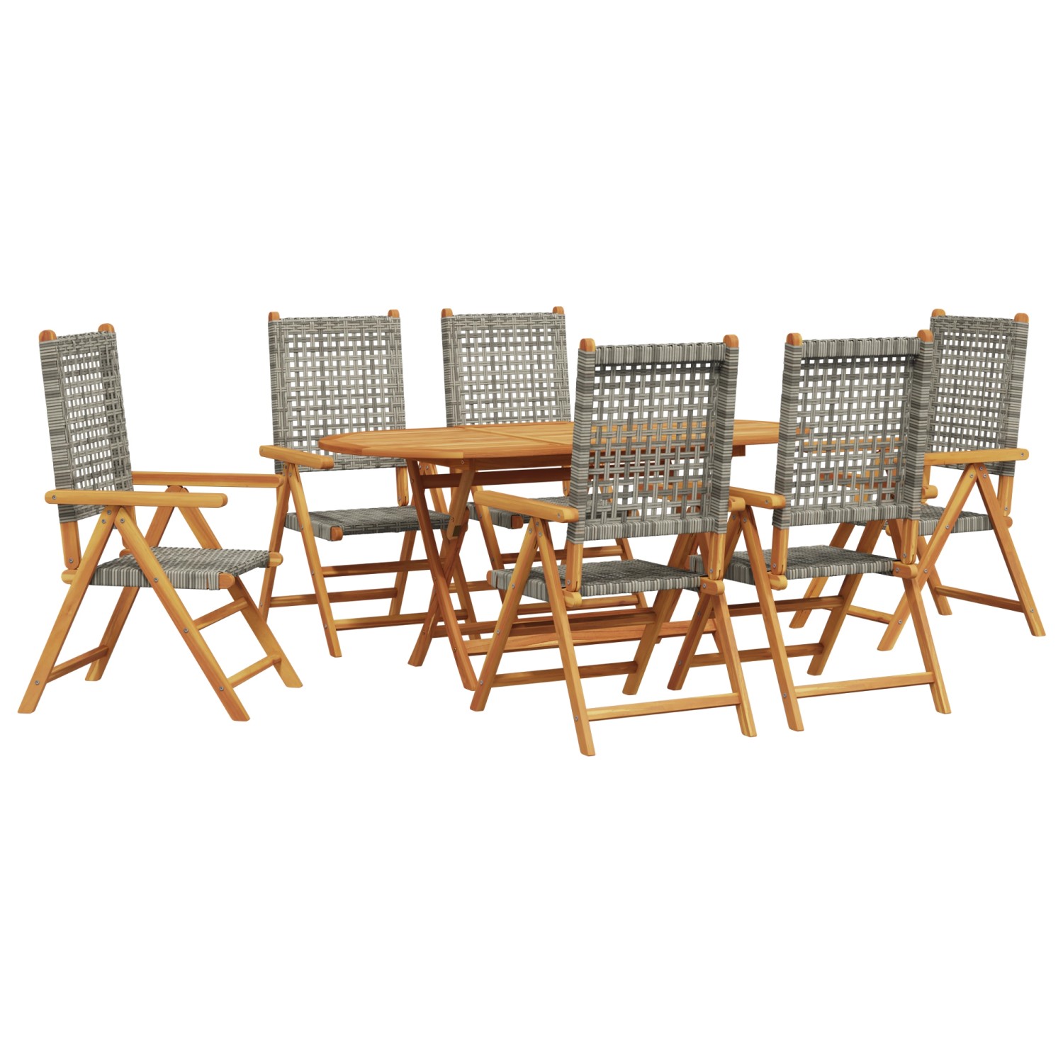 vidaXL 7-tlg Garten-Essgruppe Grau Massivholz Akazie & Poly Rattan 3375733 vidaXL 7-tlg Garten-Essgruppe Grau Massivholz Akazie & Poly Rattan 3375733 von VIDAXL