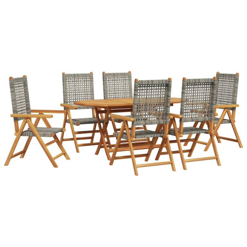 vidaXL 7-tlg Garten-Essgruppe Grau Massivholz Akazie & Poly Rattan 3375733 von VIDAXL