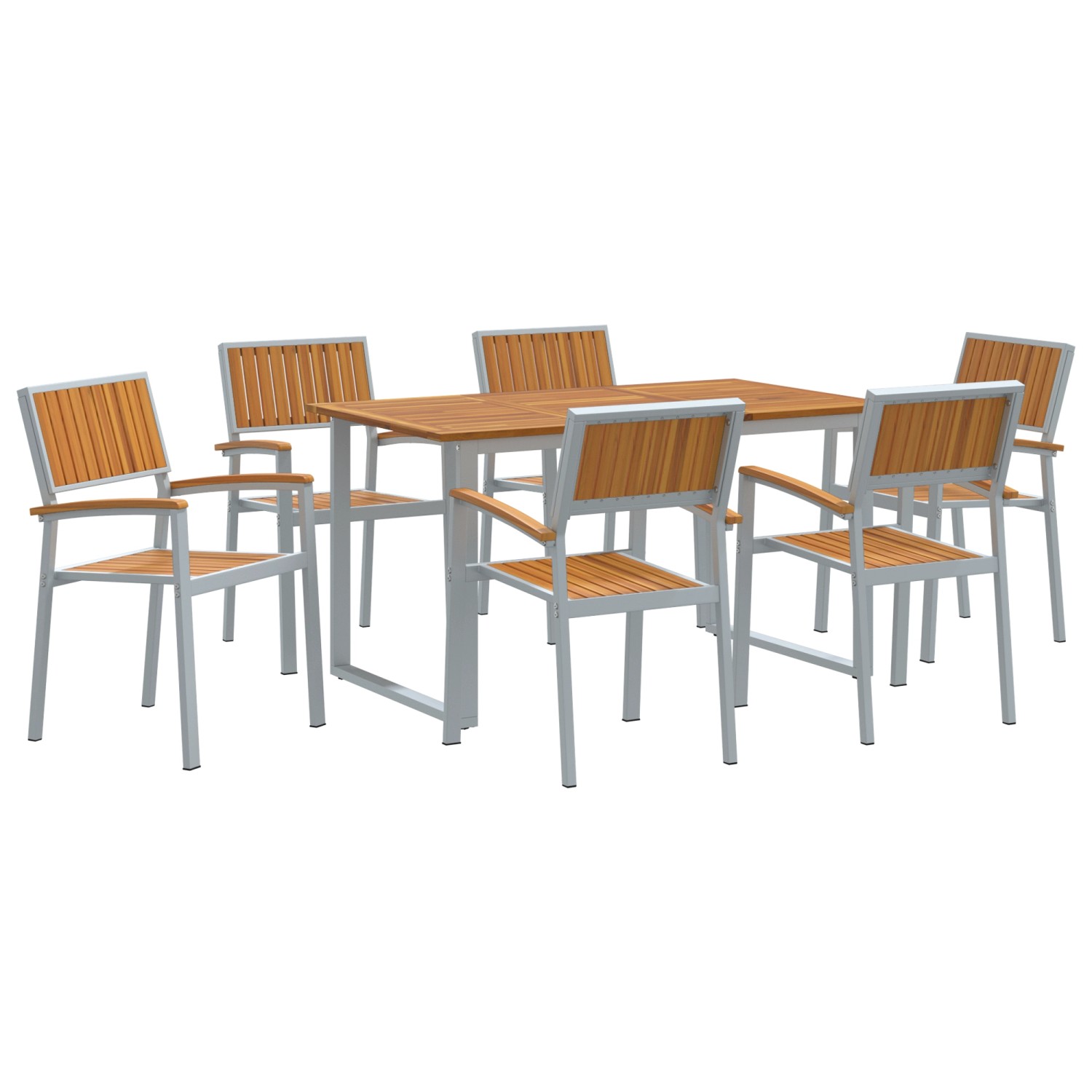 vidaXL 7-tlg Garten-Essgruppe Grau Stahl und Massivholz Akazie 3284352 vidaXL 7-tlg Garten-Essgruppe Grau Stahl und Massivholz Akazie 3284352 von VIDAXL