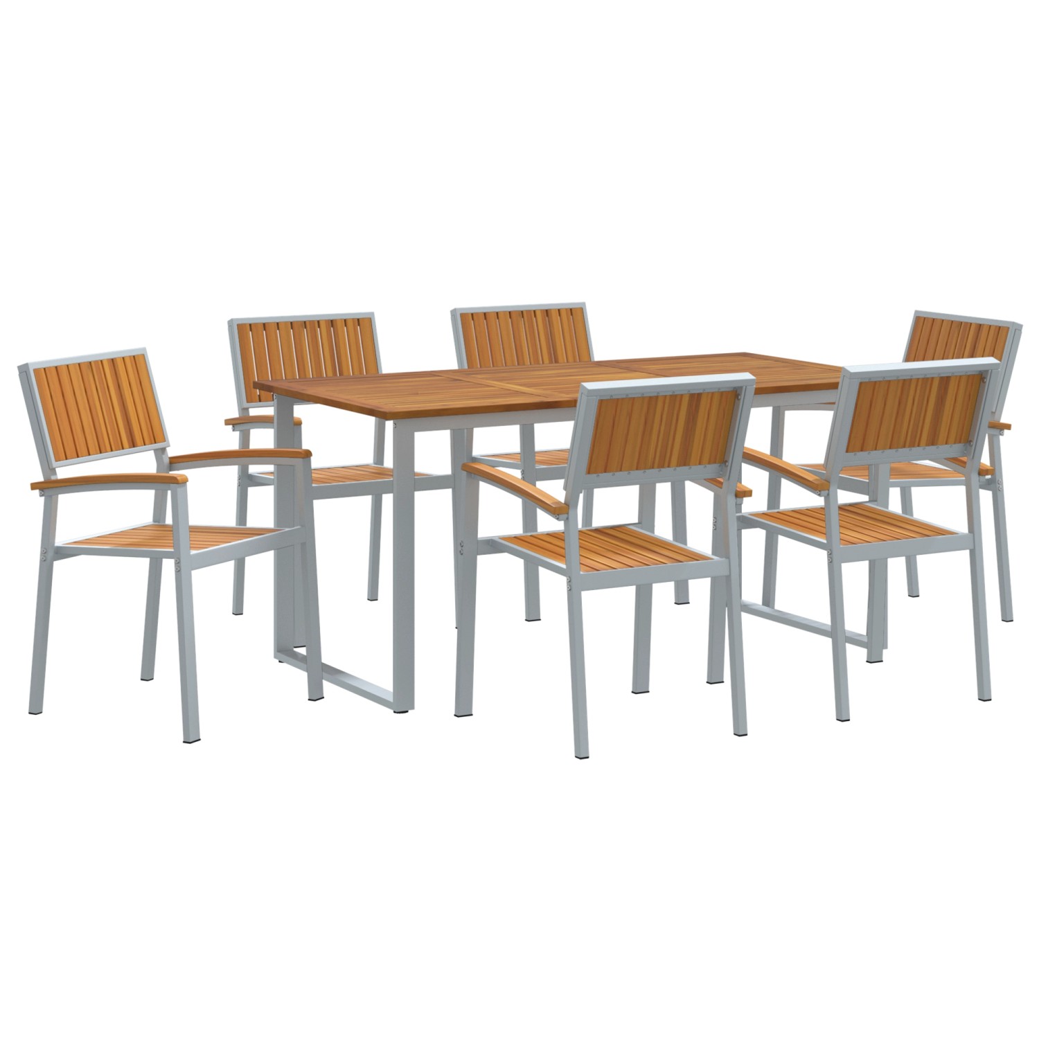 vidaXL 7-tlg Garten-Essgruppe Grau Stahl und Massivholz Akazie 3284354 vidaXL 7-tlg Garten-Essgruppe Grau Stahl und Massivholz Akazie 3284354 von VIDAXL