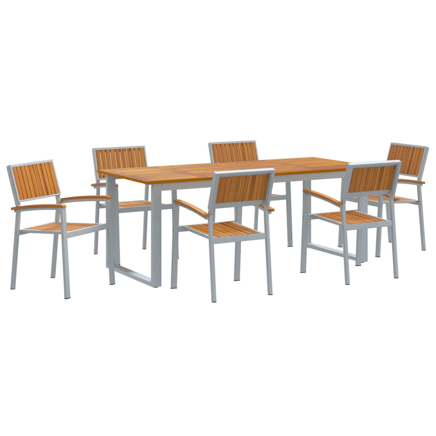 vidaXL 7-tlg Garten-Essgruppe Grau Stahl und Massivholz Akazie 3284357 vidaXL 7-tlg Garten-Essgruppe Grau Stahl und Massivholz Akazie 3284357 von VIDAXL
