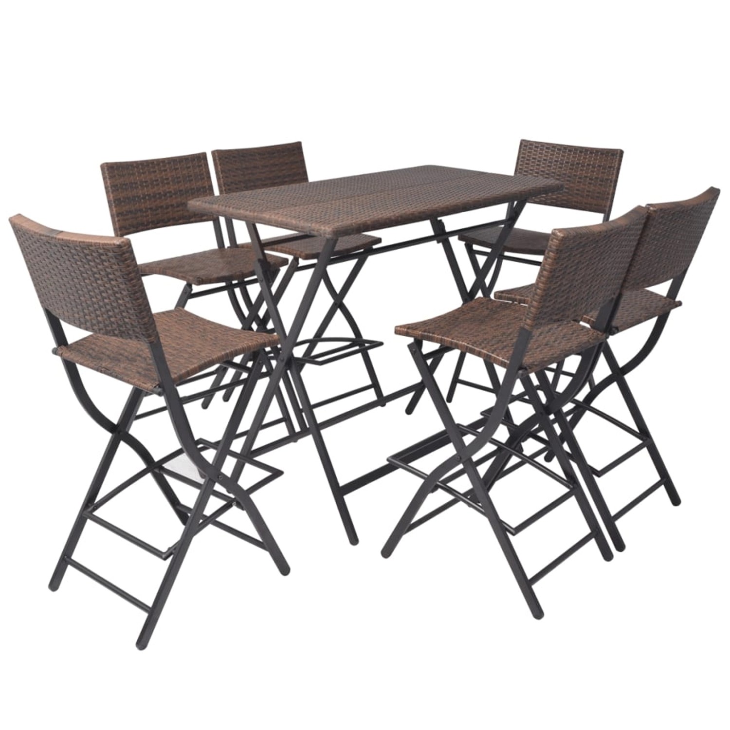 vidaXL 7-tlg Garten-Essgruppe Klappbar Stahl Poly Rattan Braun vidaXL 7-tlg Garten-Essgruppe Klappbar Stahl Poly Rattan Braun von VIDAXL