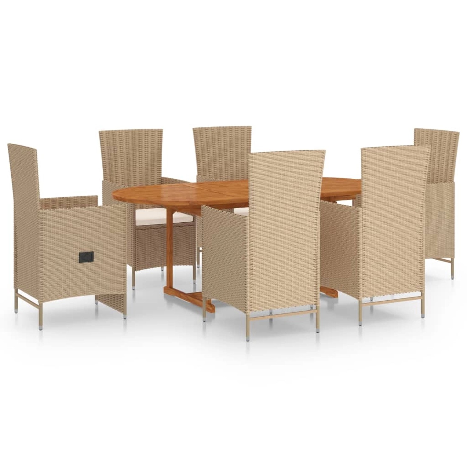 vidaXL 7-tlg Garten-Essgruppe Poly Rattan Beige Modell 3 vidaXL 7-tlg Garten-Essgruppe Poly Rattan Beige Modell 3 von VIDAXL