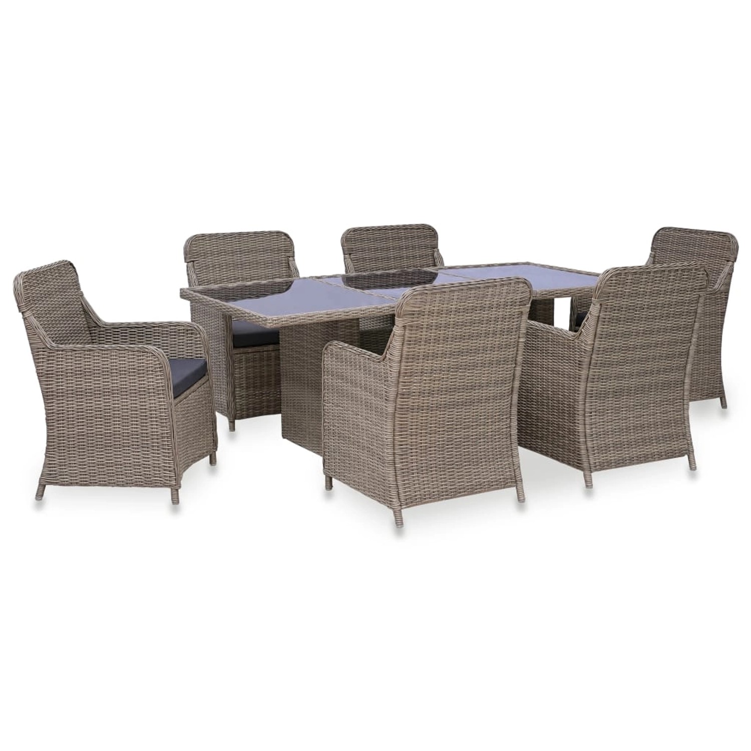 vidaXL 7-tlg Garten-Essgruppe Poly Rattan Braun Modell 1 vidaXL 7-tlg Garten-Essgruppe Poly Rattan Braun Modell 1 von VIDAXL