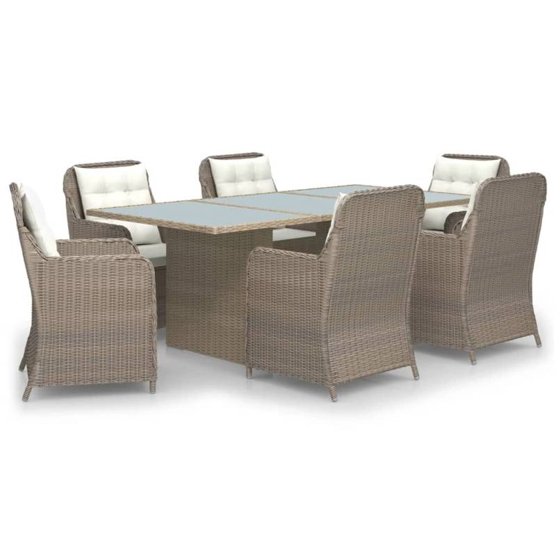 vidaXL 7-tlg Garten-Essgruppe Poly Rattan Braun Modell 2 von VIDAXL