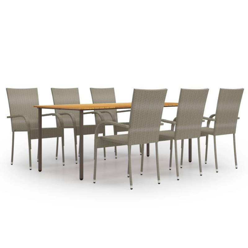 vidaXL 7-tlg Garten-Essgruppe Poly Rattan Grau Modell 12 von VIDAXL