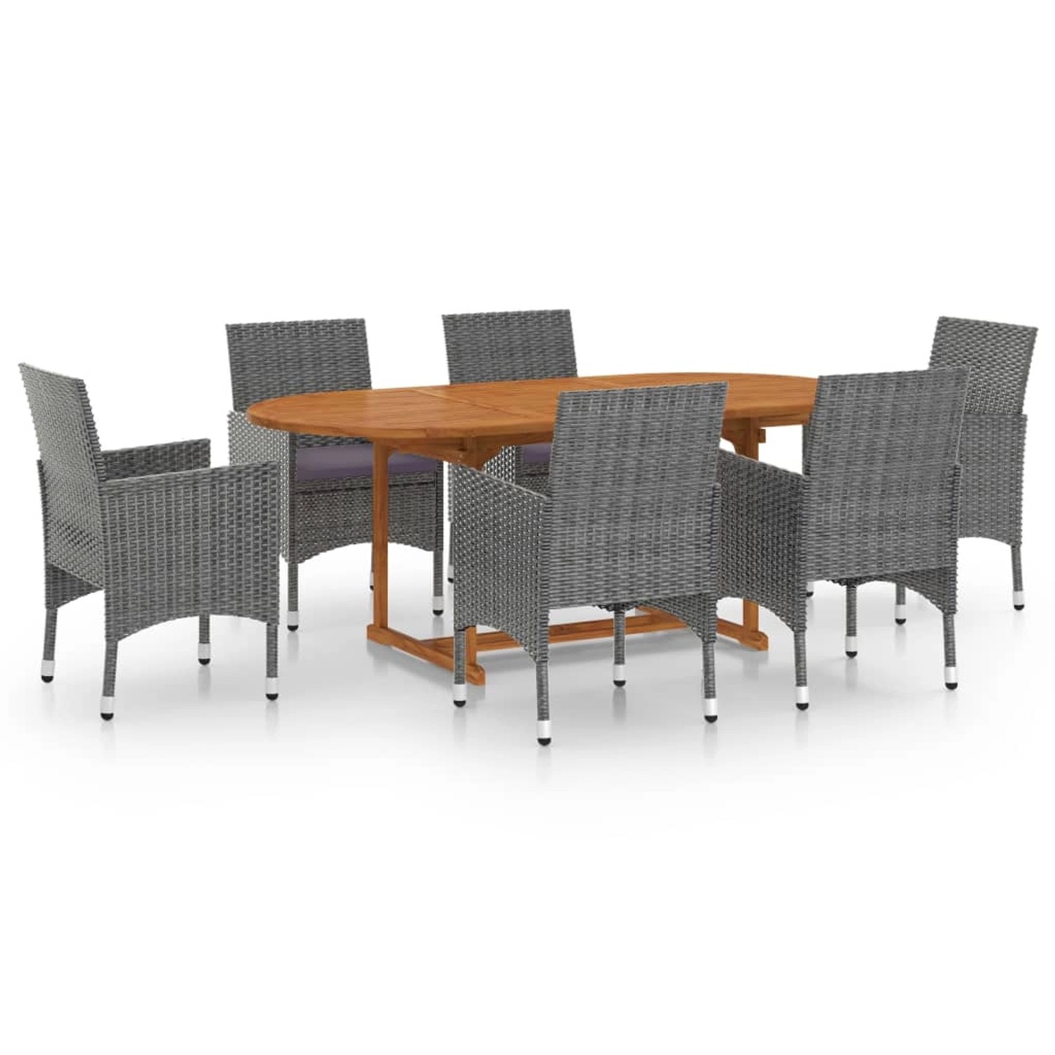 vidaXL 7-tlg Garten-Essgruppe Poly Rattan Grau Modell 5 vidaXL 7-tlg Garten-Essgruppe Poly Rattan Grau Modell 5 von VIDAXL