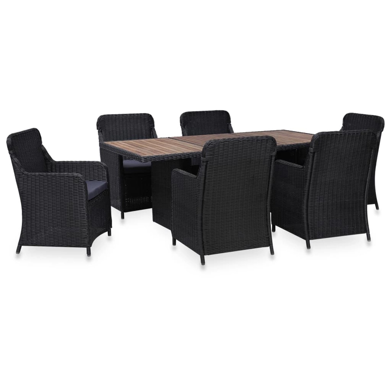 vidaXL 7-tlg Garten-Essgruppe Poly Rattan Schwarz Modell 1 vidaXL 7-tlg Garten-Essgruppe Poly Rattan Schwarz Modell 1 von VIDAXL