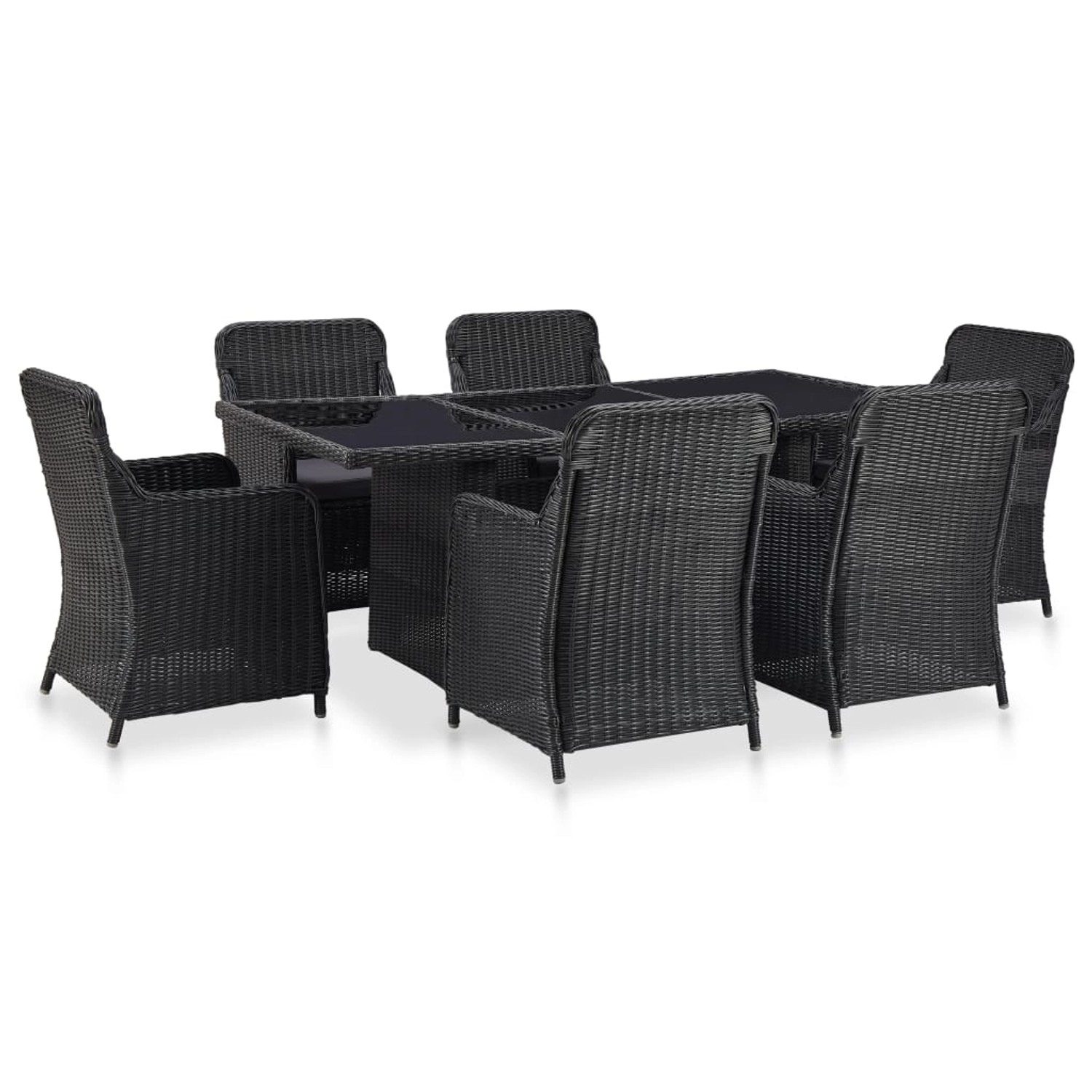 vidaXL 7-tlg Garten-Essgruppe Poly Rattan Schwarz Modell 2 vidaXL 7-tlg Garten-Essgruppe Poly Rattan Schwarz Modell 2 von VIDAXL