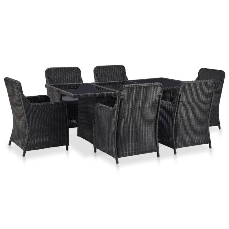 vidaXL 7-tlg Garten-Essgruppe Poly Rattan Schwarz Modell 2 von VIDAXL