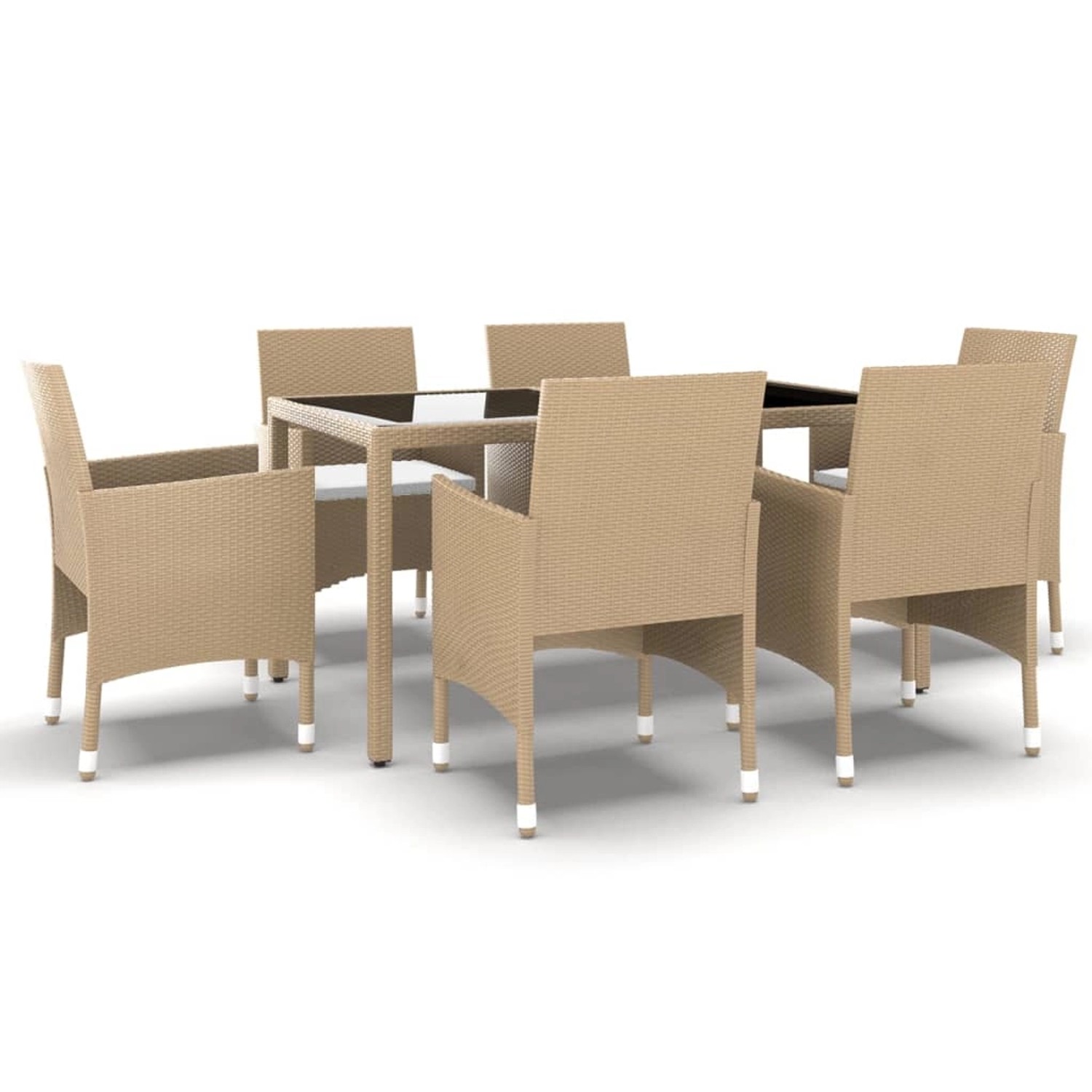 vidaXL 7-tlg Garten-Essgruppe Poly Rattan und Hartglas Beige Modell 1 vidaXL 7-tlg Garten-Essgruppe Poly Rattan und Hartglas Beige Modell 1 von VIDAXL