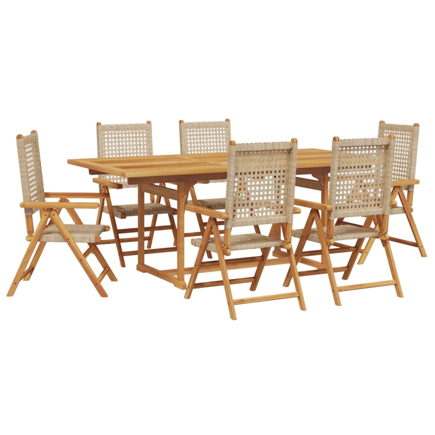 vidaXL 7-tlg Garten-Essgruppe Poly Rattan und Massivholz Beige Modell 1 vidaXL 7-tlg Garten-Essgruppe Poly Rattan und Massivholz Beige Modell 1 von VIDAXL