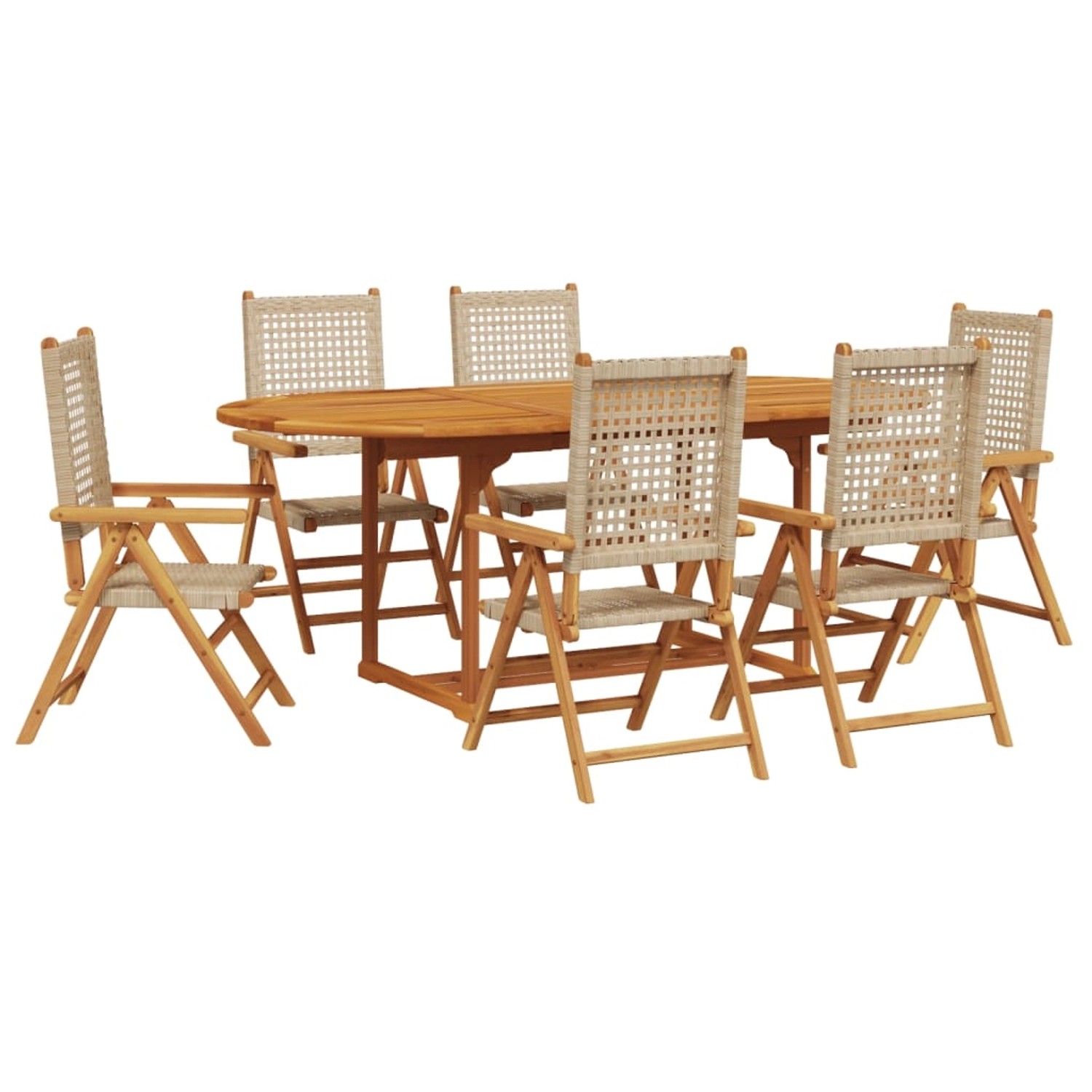 vidaXL 7-tlg Garten-Essgruppe Poly Rattan und Massivholz Beige Modell 2 vidaXL 7-tlg Garten-Essgruppe Poly Rattan und Massivholz Beige Modell 2 von VIDAXL