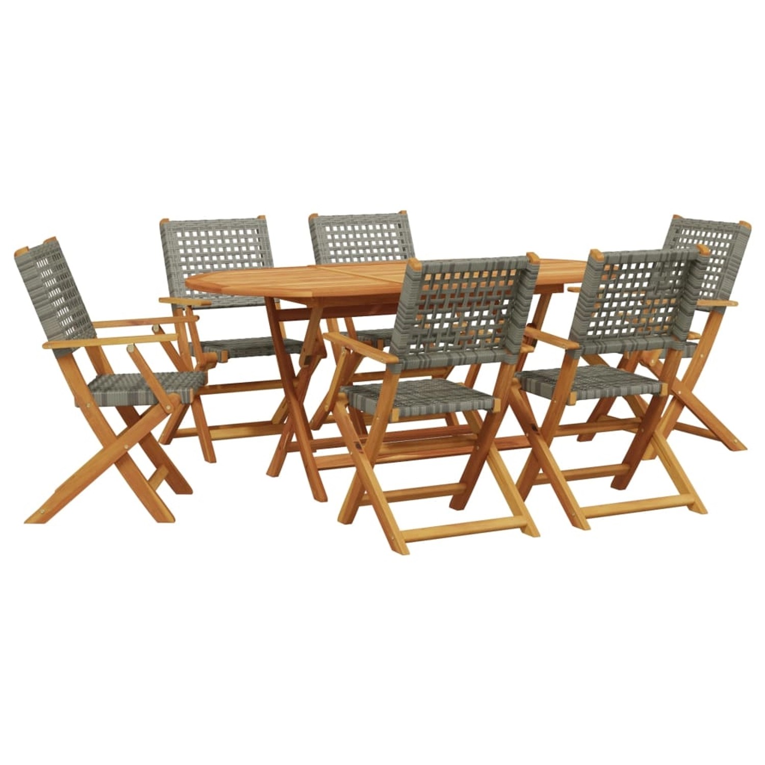 vidaXL 7-tlg Garten-Essgruppe Poly Rattan und Massivholz Grau Modell 3 vidaXL 7-tlg Garten-Essgruppe Poly Rattan und Massivholz Grau Modell 3 von VIDAXL