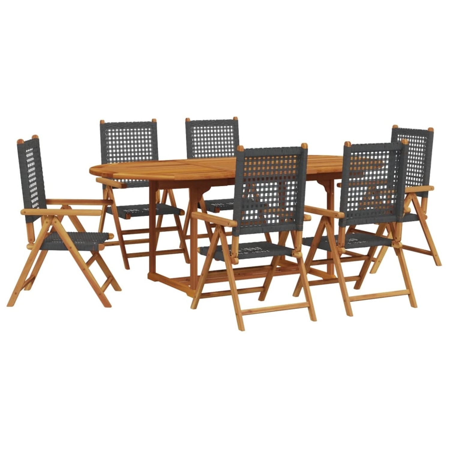 vidaXL 7-tlg Garten-Essgruppe Poly Rattan und Massivholz Schwarz Modell 2 vidaXL 7-tlg Garten-Essgruppe Poly Rattan und Massivholz Schwarz Modell 2 von VIDAXL